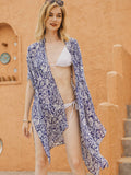 Moss Rose Birdy Azure Print Kimono