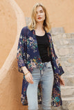 Moss Rose Navy Flora Airy Cover Up