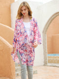 Pink Flora Kimono Beach Cover Up