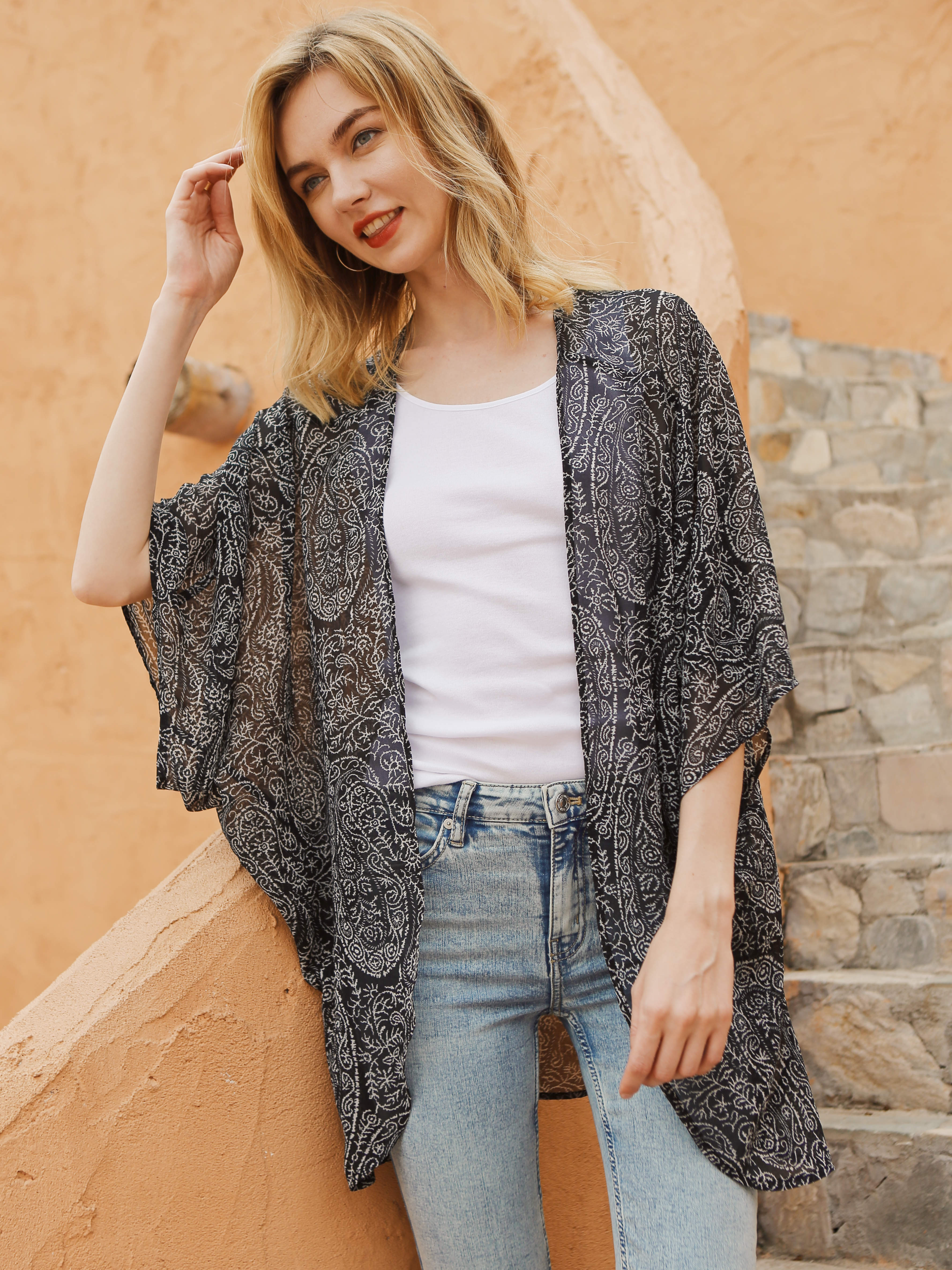 Moss Rose Paisley Sheer Cover Up