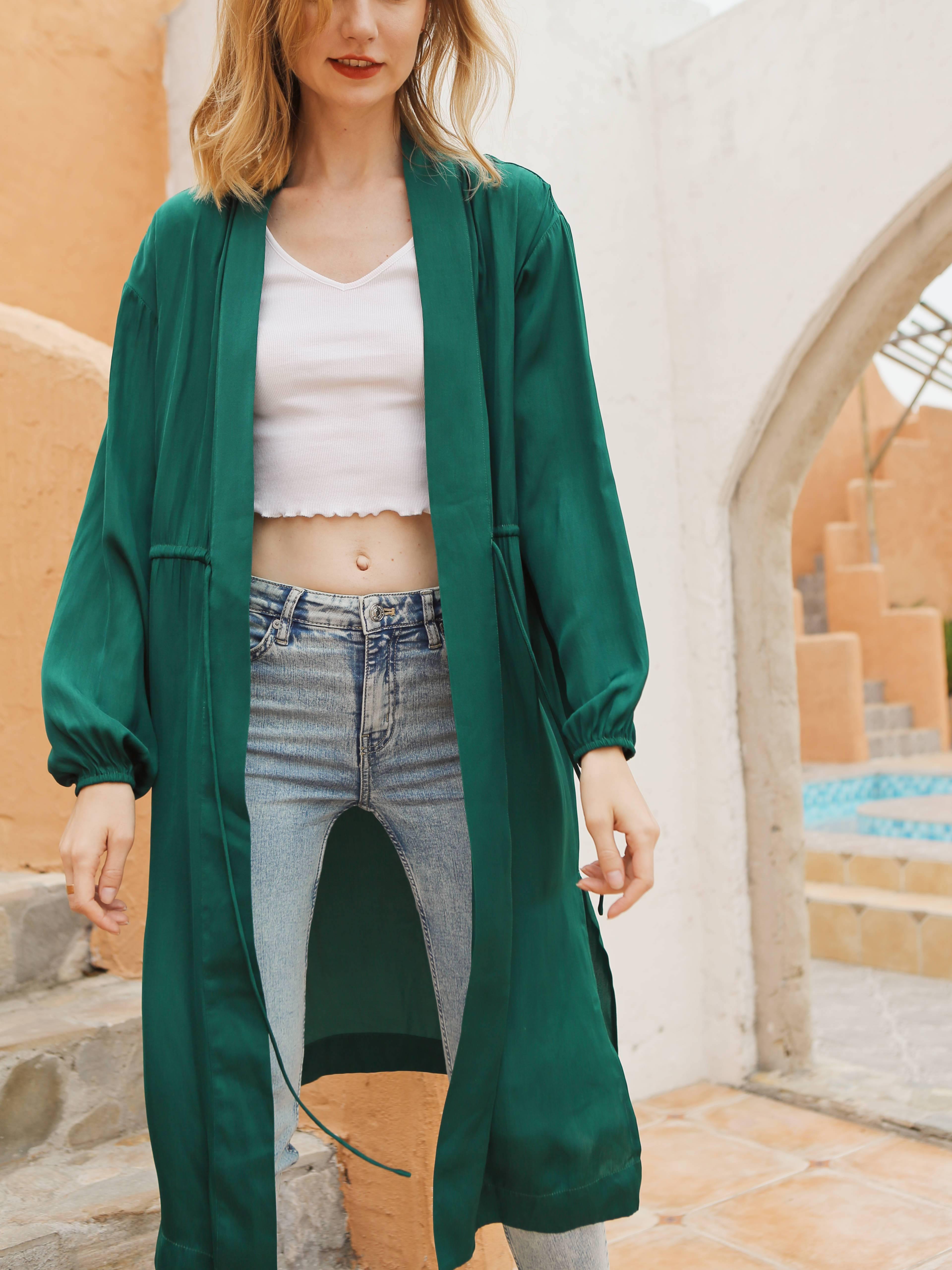 Moss Rose Green Satin Robe
