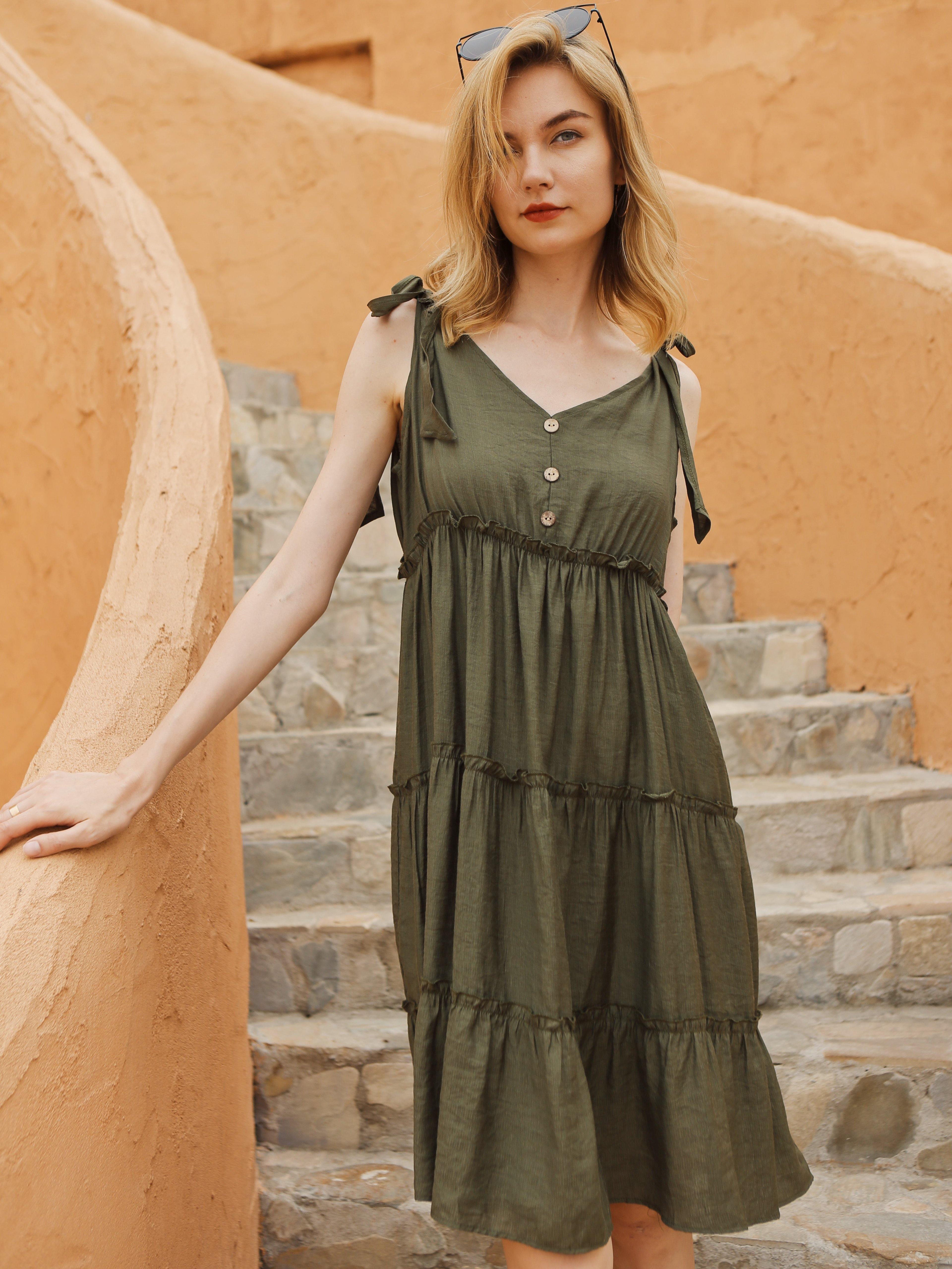 Moss Rose Breezy Tie Shoulder Dress