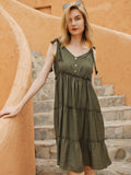 Moss Rose Breezy Tie Shoulder Dress
