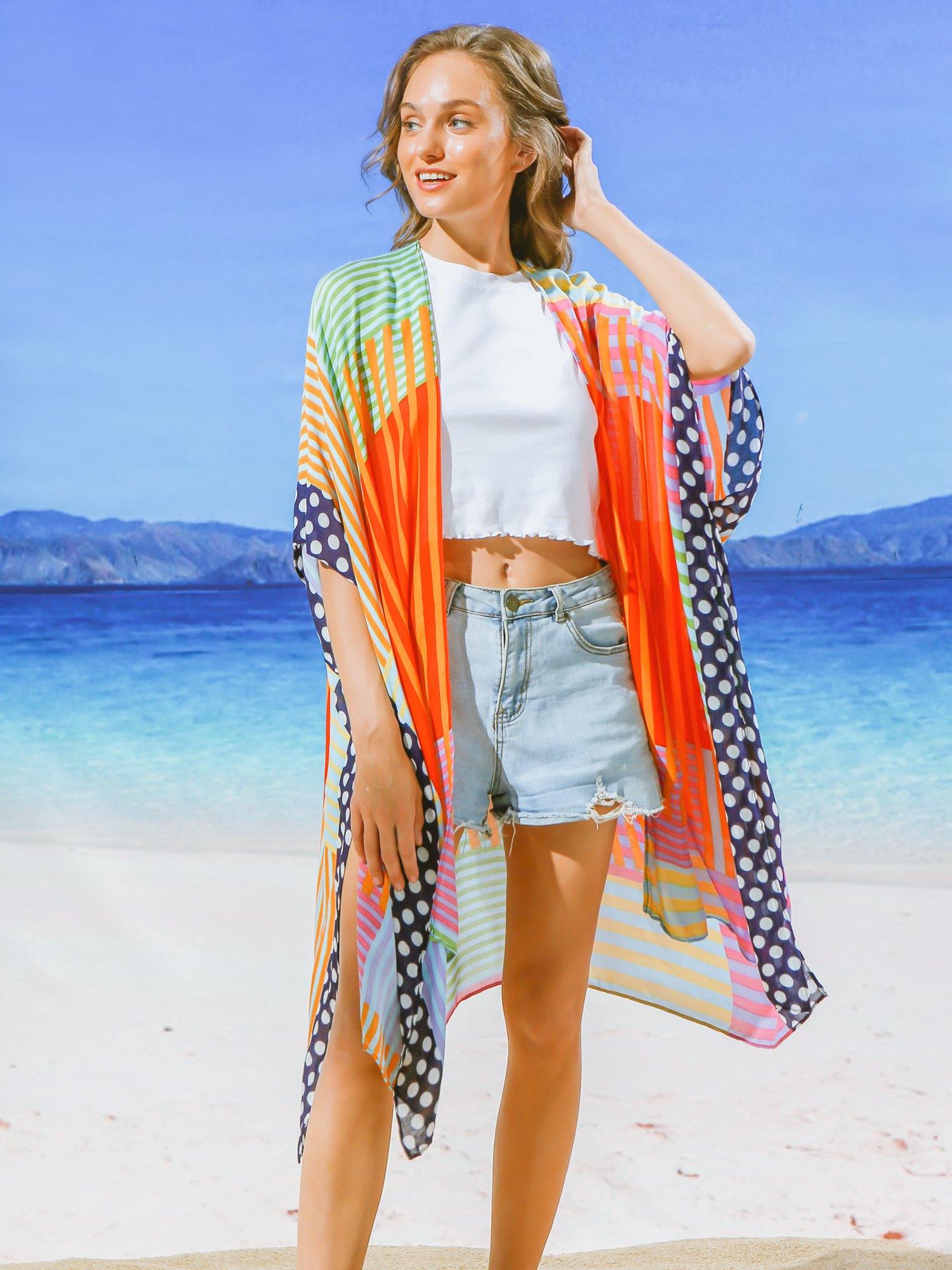 Amira Striped Print  Kimono - Shopmossrose