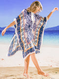 Navy Blue Kimono Beach Cover Up