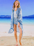 Blue Print Kimono Beach Cover Up