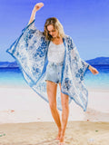 Blue Print Kimono Beach Cover Up