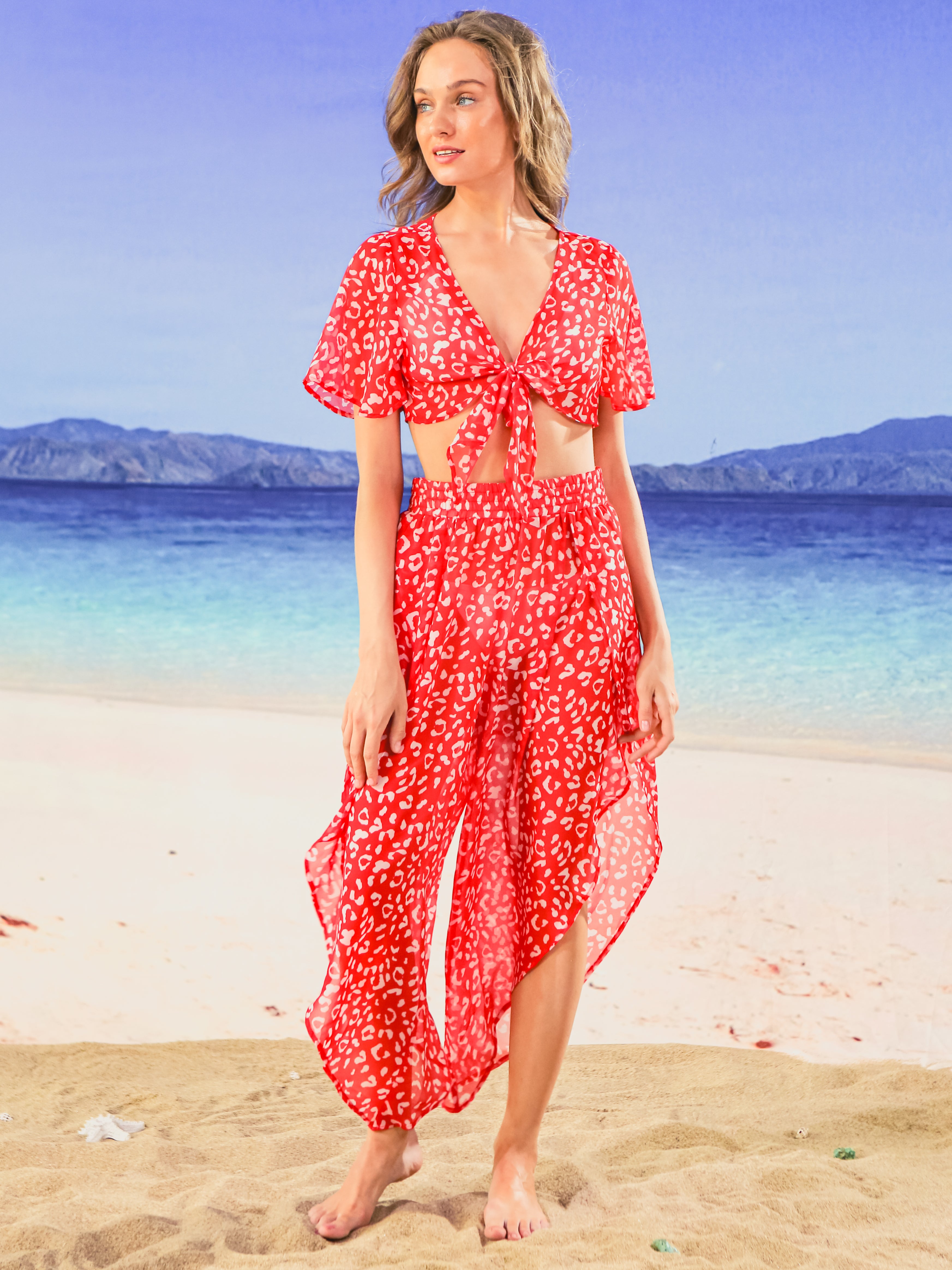 Smocked Boho Swim Cover Up Pants
