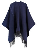 Color Block Blanket Poncho - Shopmossrose