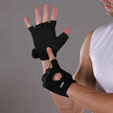 1 Pair Adjustable Non-Slip Sporty Gloves for Weightlifting & Cycling Black Breathable with Wrist Strap