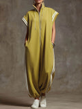 High-Neck Long Jumpsuit for Women, Fashionable Loose-Fit Slouchy Style Suitable for Outings and Casual Occasions