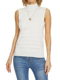 INKOFF Sleeveless Mock Neck Turtleneck Knit Tops Women Dressy Casual Sweater Vest Business Work Tank