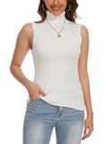 INKOFF Sleeveless Mock Neck Turtleneck Knit Tops Women Dressy Casual Sweater Vest Business Work Tank