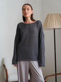 Women's Sheer Knit Oversized Sweater, Loose-Fit Long-Sleeve Top, Cover Shirt