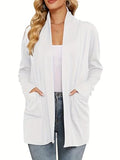 Women's Cozy Cardigan Long Sleeve Open Front Sweater with Pockets Relaxed Fit Casual Fall Winter Top for Everyday Wear