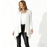 Women's Ribbed Knit Cardigan, Elegant Shawl, Long Sleeve with Asymmetrical Hem, Perfect for Casual and Office Wear