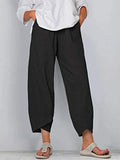 Womens Wide Leg Pants Loose Casual Drawstring Summer Beach Travel Vacation Palazzo Harem Pants with Pockets