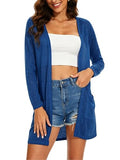 Spicy Sandia Women's Lightweight Sheer Summer Cardigans with Pockets Open Front Long Sleeve Dusters