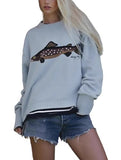 Beautiful Nomad Women Cozy Knit Fall Sweater Top Crewneck Long Sleeve Pullover Animal Patterns Casual Tops