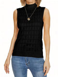 INKOFF Sleeveless Mock Neck Turtleneck Knit Tops Women Dressy Casual Sweater Vest Business Work Tank