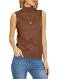 INKOFF Sleeveless Mock Neck Turtleneck Knit Tops Women Dressy Casual Sweater Vest Business Work Tank
