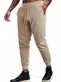 Men's Waffle Knit Jogger Pants, Elastic Drawstring Waist Casual Trousers for Daily & Lounge Wear