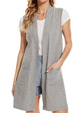 Beautiful Nomad Suéter para mujer, cuello en V, sin mangas, con botones, casual, de punto, color liso