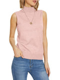 INKOFF Sleeveless Mock Neck Turtleneck Knit Tops Women Dressy Casual Sweater Vest Business Work Tank