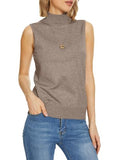 INKOFF Sleeveless Mock Neck Turtleneck Knit Tops Women Dressy Casual Sweater Vest Business Work Tank