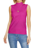 INKOFF Sleeveless Mock Neck Turtleneck Knit Tops Women Dressy Casual Sweater Vest Business Work Tank