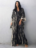 Women Kaftan Dresses Plus Size V-Neck Batwing Sleeves Beach Cover Up Boho Print Mumu Dress