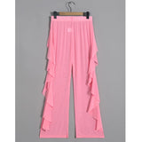 Women's Ruffle Sheer Mesh Swimwear Bikini Cover Up Pants See Through