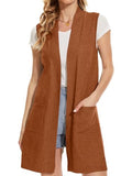Beautiful Nomad Suéter para mujer, cuello en V, sin mangas, con botones, casual, de punto, color liso