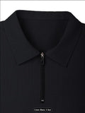 Men's 2 Piece Outfit Waffle Knit Half Zip Polo Shirt and Drawstring Pocket Shorts Set