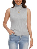 INKOFF Sleeveless Mock Neck Turtleneck Knit Tops Women Dressy Casual Sweater Vest Business Work Tank
