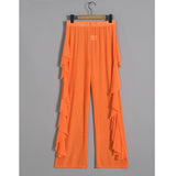 Women's Ruffle Sheer Mesh Swimwear Bikini Cover Up Pants See Through