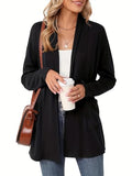 Women's Cozy Cardigan Long Sleeve Open Front Sweater with Pockets Relaxed Fit Casual Fall Winter Top for Everyday Wear