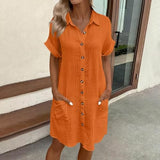 Womens Beach Dresses Summer Coverups Button Down Cover Up Long Sleeve Knee Length Beach Tunic Shirt Midi Dress with Pockets