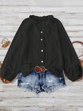 Women Boho Crochet Button-Up Shirt - Bell Sleeve Blouse for Casual Wear
