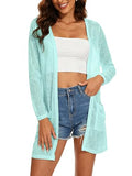 Spicy Sandia Women's Lightweight Sheer Summer Cardigans with Pockets Open Front Long Sleeve Dusters