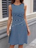 Women Everyday Crewneck Sleeveless Striped Patterns Dress