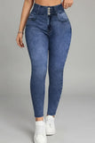 Womens High Waist Faux Denim Print Bodycon Leggings Hip Lifting Naked Skin Breathable Fitness Casual Long Bottom Pants