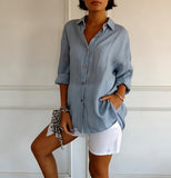 Women's Casual Shirt - Lightweight 110gsm Polyester, Breathable, Rolled Cuff Sleeves, Chest Pockets, Machine Washable