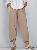 Womens Wide Leg Pants Loose Casual Drawstring Summer Beach Travel Vacation Palazzo Harem Pants with Pockets