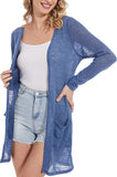 Spicy Sandia Women's Lightweight Sheer Summer Cardigans with Pockets Open Front Long Sleeve Dusters