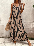 Women's Elegant Backless Long Dress Spaghetti Strap Dress V Neck for Chic Summer Casual Wear