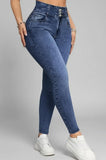 Womens High Waist Faux Denim Print Bodycon Leggings Hip Lifting Naked Skin Breathable Fitness Casual Long Bottom Pants