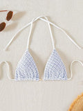 Beach Outfits for Woman - Swim Mod-D Summer Halter Solid Color Textured Fabric Bikini Top