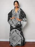Women Kaftan Dresses Plus Size V-Neck Batwing Sleeves Beach Cover Up Floral Print Moomoos Dress