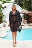 Women's Honeycomb Lace Beach Cover Up, V-Neck Flowy Swimsuit Cover Shirt, Ideal for Poolside, Beach and Vacation